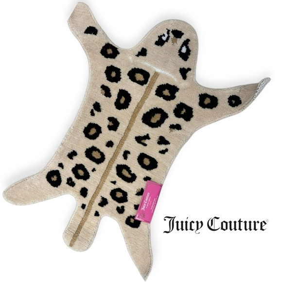 Juicy Couture Home 🐆 Leopard Spots Cheetah Shaped Plush Bath Rug - Picture 1 of 7